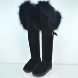 Genuine Fur Leather Knee Long Winter Snow Boots For Women