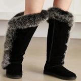 Genuine Fur Leather Knee Long Winter Snow Boots For Women