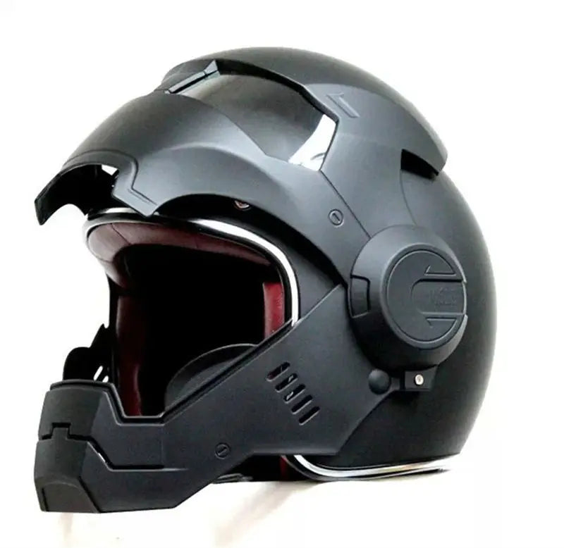 distressed iron man motorcycle helmet Iron-Man MK50 Electronic Cosplay Helmet, VoiceTouch Control with LED Eyes Jarvis voice system 9 DOT Motorcycle Iron Helmet Masei