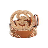 Studded Cleopatra Snake Buckle Genuine Leather Belt-Belts & Belly Chains-radekus