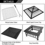 Outdoor Backyard Patio Fire Pit With Mesh Screen Lid & Accessories-firepit-radekus