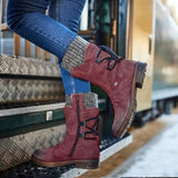 Ankle High Vegan Leather Lace Up Winter Snow Boot Shoes For Women