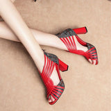 Gladiator Design Peep Toe High Heel Sandal Shoe For Women