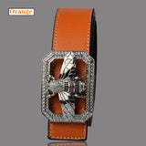 Leather Belt With Colorful Bee Buckle & Studded Semi Precious Stones-Belts-radekus