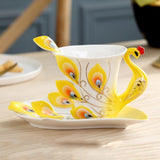 European Peacock Ceramic Coffee Tea Cup Set