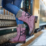 Ankle High Vegan Leather Lace Up Winter Snow Boot Shoes For Women