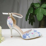 White Lace Flower Wedding Party Shoes With Matching Clutch Bags-Shoes Bags-radekus