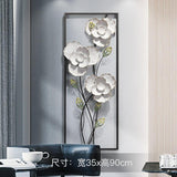 White Magnolia Flowers 3D Wall Hanging Decor Mural Pair-radekus