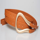Vegan Leather Wrap Belt With Horseshoe Shaped Buckle For Women-Belts & Belly Chains-radekus