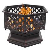 Hexagonal Wood Burning Fire Pit For Outdoor Patio Backyard & Poolside-firepit-radekus