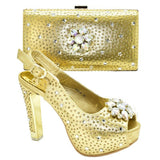New Arrival Italian Ladies Shoes and Bags To Match Set Decorated with Rhinestone Women Italian African Party Pumps Shoes and Bag-200001012-radekus