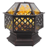 Hexagonal Wood Burning Fire Pit For Outdoor Patio Backyard & Poolside-firepit-radekus