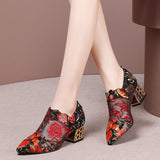 Mesh Pump Shoes Pointed Toe Embroidery Flower For Women