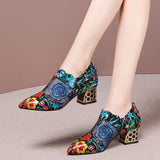 Mesh Pump Shoes Pointed Toe Embroidery Flower For Women