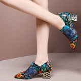 Mesh Pump Shoes Pointed Toe Embroidery Flower For Women