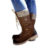 Ankle High Vegan Leather Lace Up Winter Snow Boot Shoes For Women
