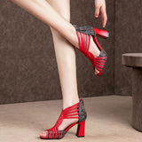 Gladiator Design Peep Toe High Heel Sandal Shoe For Women