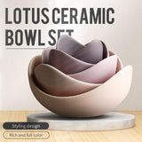 Lotus Ceramic Bowl Fruit Plate Sets