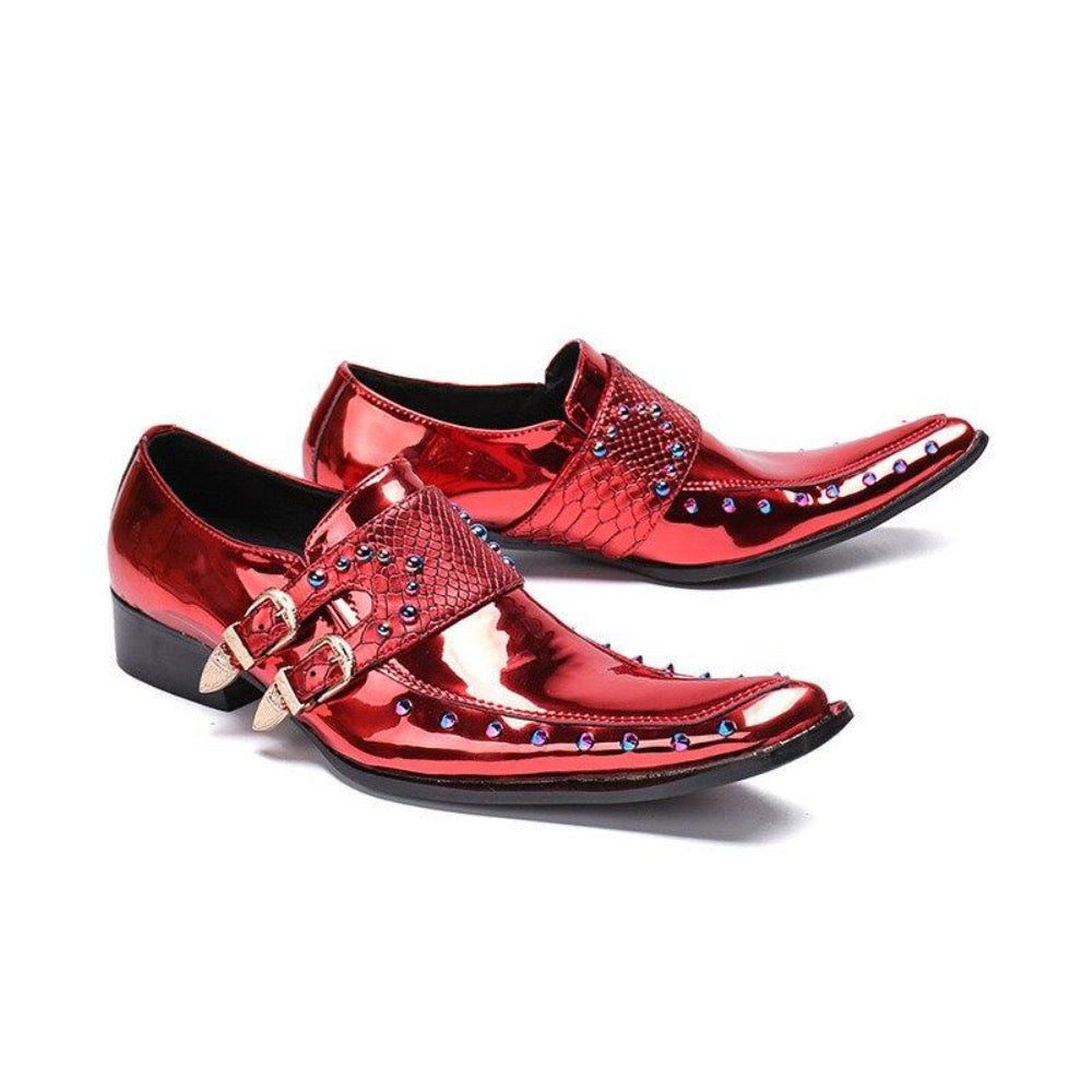 Men's Genuine Leather Red Oxfords Shoes Red / 9