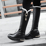 Knee High Genuine Leather Boot Shoes With Square Heels-shoes-radekus