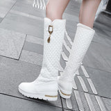 Knee High Genuine Leather Boot Shoes With Square Heels-shoes-radekus