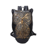 Leather waterproof Backpack Bag With Unique 3D Embossed Owl Face-Bags-radekus