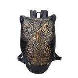 Leather waterproof Backpack Bag With Unique 3D Embossed Owl Face-Bags-radekus