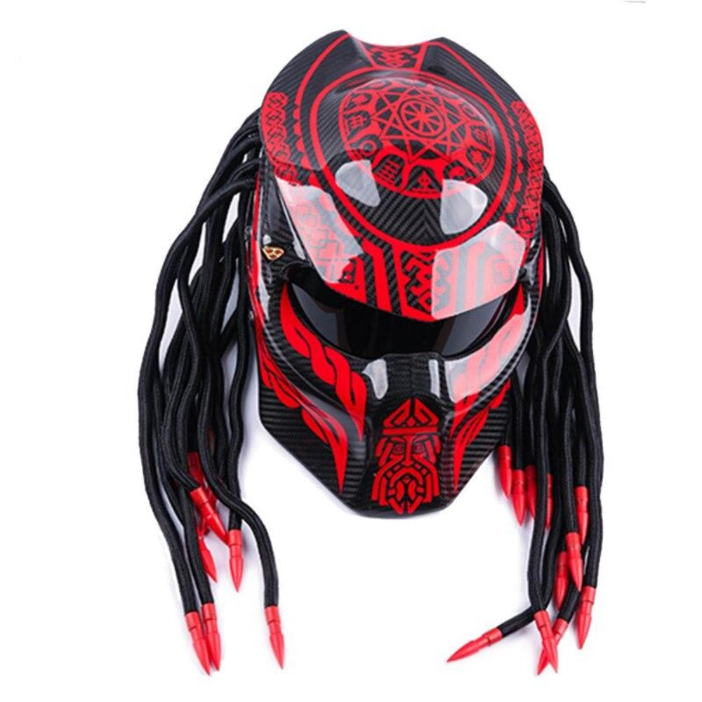 buy predator motorcycle helmet Predator Full Face Red Tribal Design Motorcycle Bike Helmet – radekus
