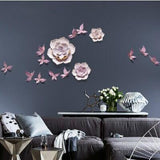 Lotus Flowers 3D Wall Hanging Decor Mural With Butterflies-Wall Hanging-radekus