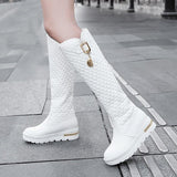 Knee High Genuine Leather Boot Shoes With Square Heels-shoes-radekus