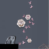 Lotus Flowers 3D Wall Hanging Decor Mural With Butterflies-Wall Hanging-radekus