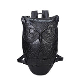 Leather waterproof Backpack Bag With Unique 3D Embossed Owl Face-Bags-radekus