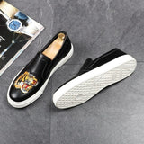Black Printed Loafers For Men
