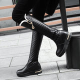 Knee High Genuine Leather Boot Shoes With Square Heels-shoes-radekus
