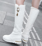 Knee High Genuine Leather Boot Shoes With Square Heels-shoes-radekus