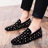 Black Velvet Loafers For Men