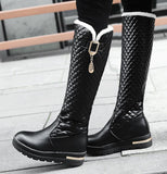 Knee High Genuine Leather Boot Shoes With Square Heels-shoes-radekus