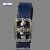 Leather Belt With Colorful Bee Buckle & Studded Semi Precious Stones-Belts-radekus