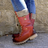 Ankle High Vegan Leather Lace Up Winter Snow Boot Shoes For Women