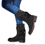 Ankle High Vegan Leather Lace Up Winter Snow Boot Shoes For Women