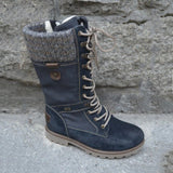 Ankle High Vegan Leather Lace Up Winter Snow Boot Shoes For Women