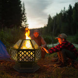 Hexagonal Wood Burning Fire Pit For Outdoor Patio Backyard & Poolside-firepit-radekus