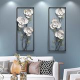 White Magnolia Flowers 3D Wall Hanging Decor Mural Pair-radekus