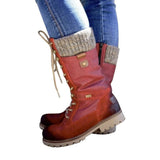 Ankle High Vegan Leather Lace Up Winter Snow Boot Shoes For Women