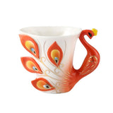 European Peacock Ceramic Coffee Tea Cup Set