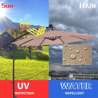 Patio Deck Umbrella With Solar LED Lights UV Protection & Water Repellent Features-Umbrella-radekus