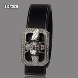 Leather Belt With Colorful Bee Buckle & Studded Semi Precious Stones-Belts-radekus