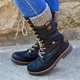 Ankle High Vegan Leather Lace Up Winter Snow Boot Shoes For Women