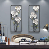 White Magnolia Flowers 3D Wall Hanging Decor Mural Pair-radekus