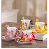 European Peacock Ceramic Coffee Tea Cup Set